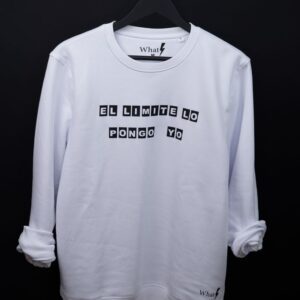 Sudadera LIMITE Unisex blanca, mensaje 'LIMITE'