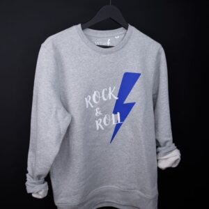 Sudadera Rock & Roll Unisex gris, mensaje 'Rock & Roll'