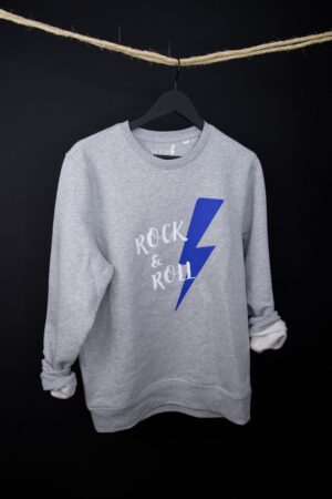 Sudadera Rock & Roll Unisex gris, mensaje 'Rock & Roll'