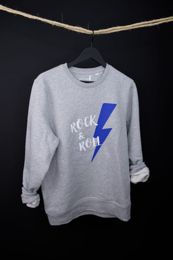 Sudadera Rock & Roll Unisex gris, mensaje 'Rock & Roll'