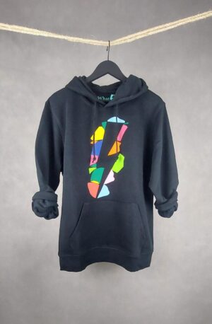 Sudadera Puzle Rayo Unisex con diseño exclusivo y estampado creativo, hecha de materiales sostenibles como algodón orgánico y poliéster reciclado.