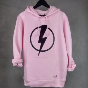 Sudadera Superhéroe Unisex rosa, rayo icónico