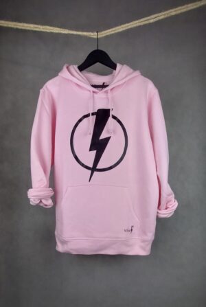 Sudadera Superhéroe Unisex rosa, rayo icónico