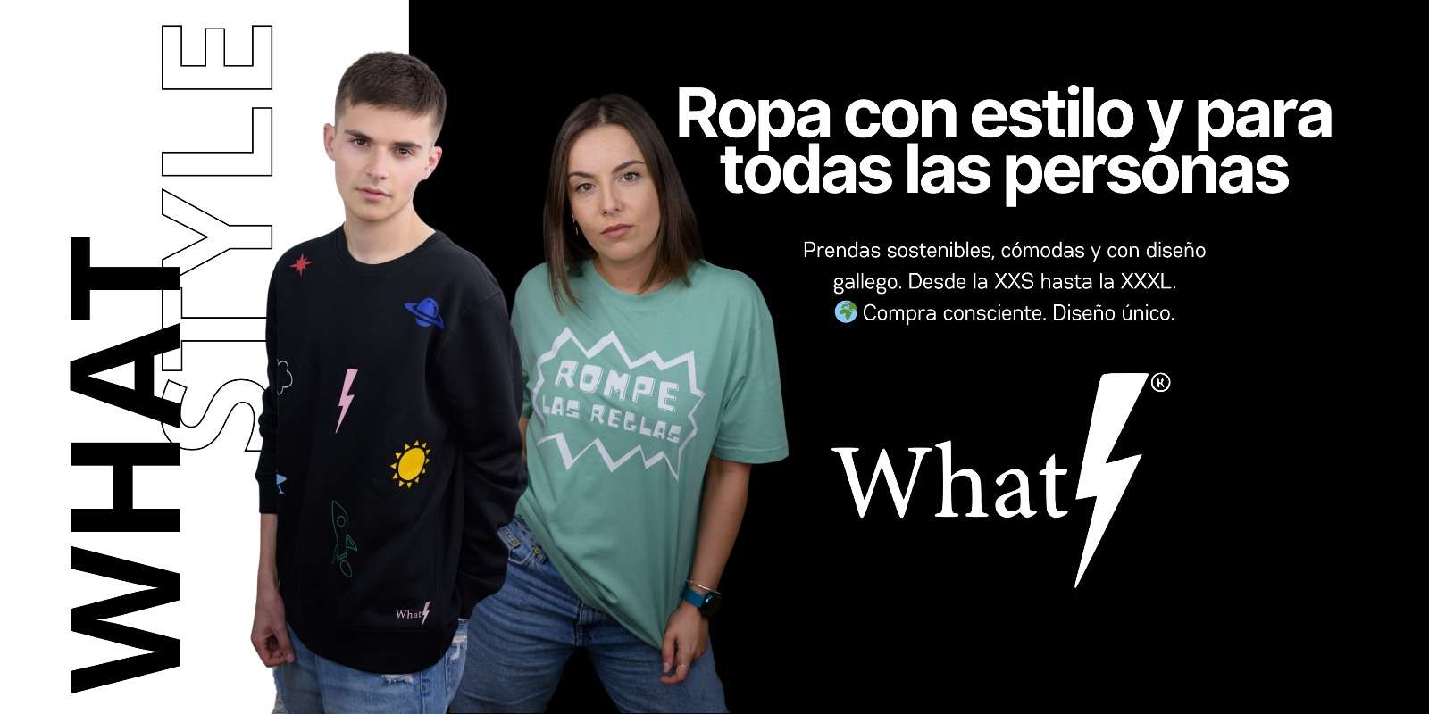 Whatstyle - Ropa con estilo para todas las personas Modelos vistiendo ropa unisex de Whatstyle con diseño moderno y sostenible