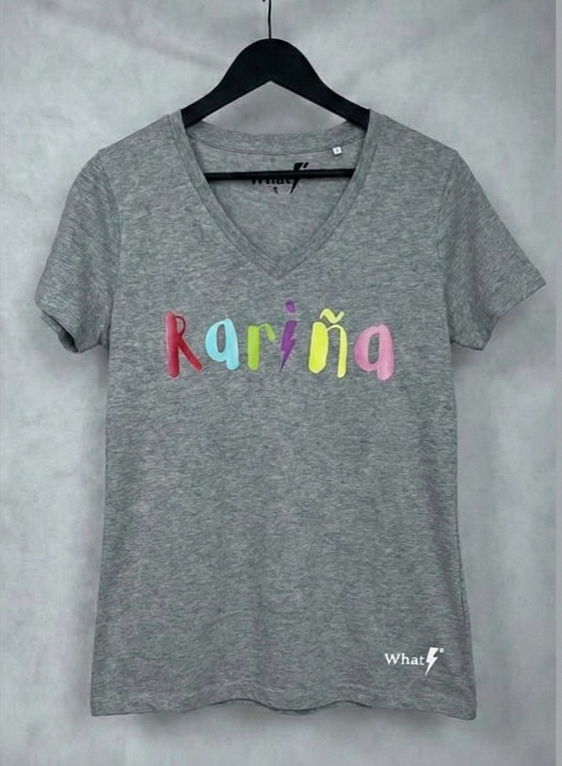 Camiseta gris de edición limitada WhatStyle con estampado Rariña